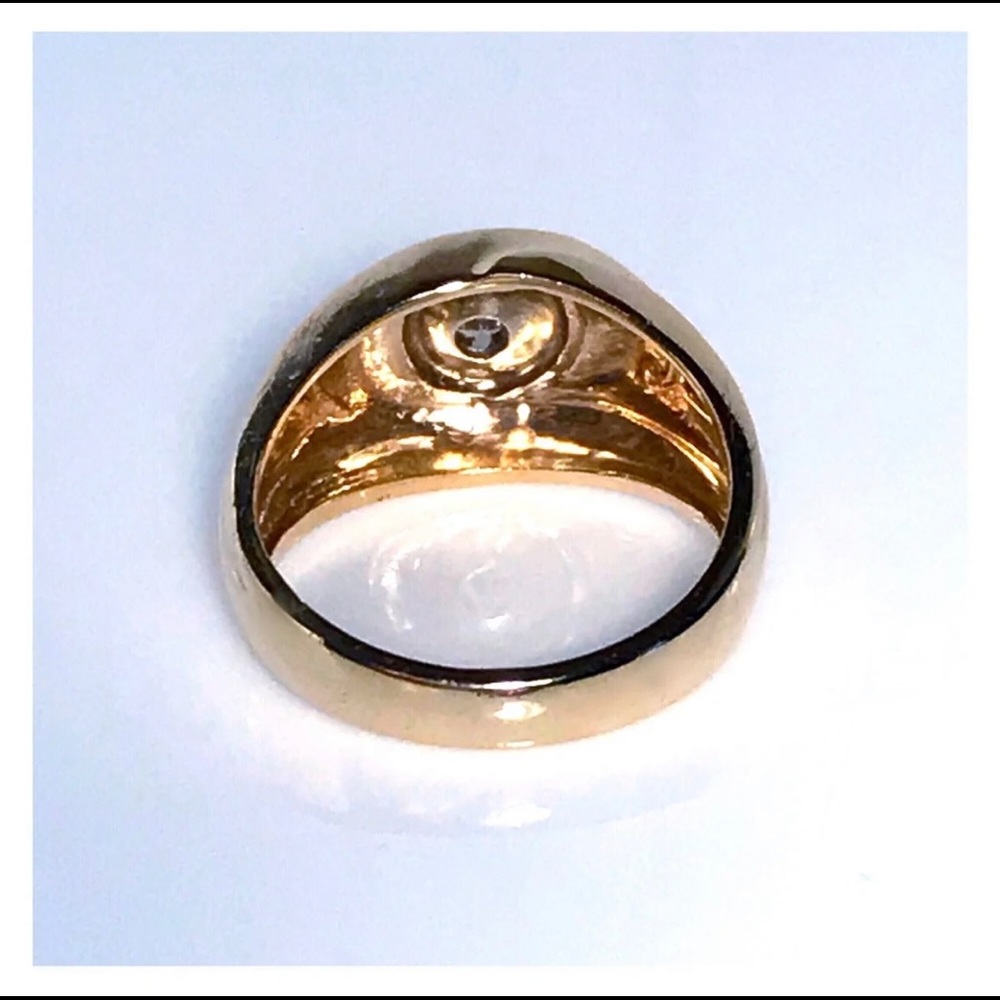 14KT RETRO 1950's MID CENTURY MODERN .21 CARAT FIREY DIAMOND SOLID Y GOLD RING - Picture 11 of 13